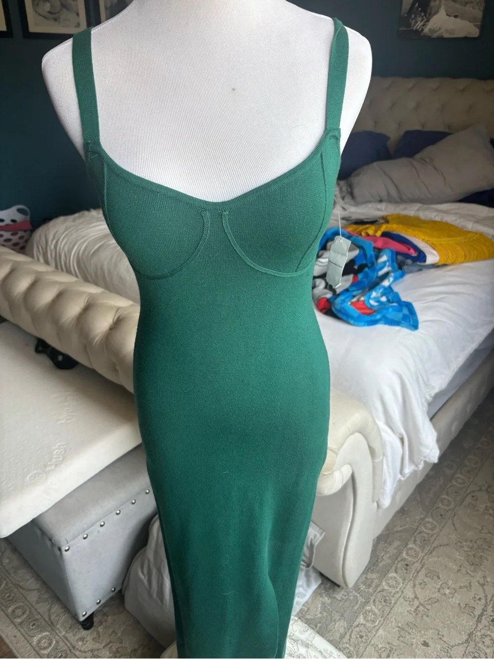 Abercrombie & Fitch Forest Green Ribbed Tank Dress